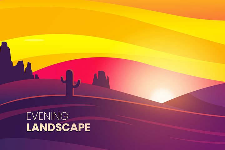 Evening Landscape Illustration | Bisckut