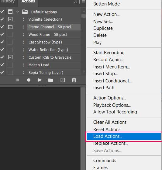 Photoshop actions