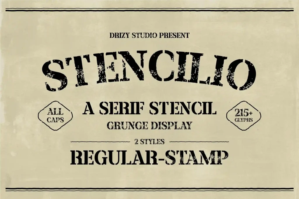 Stencilio – Serif Stencil Grunge Font Download