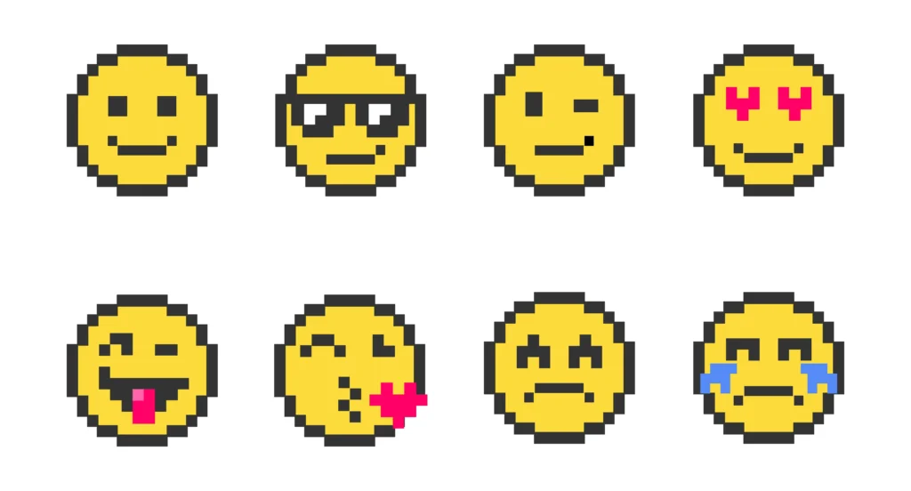 Pixel Art Emojis of social media icons