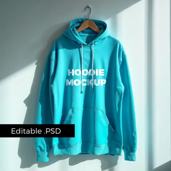 Cyan hoodie mockup download