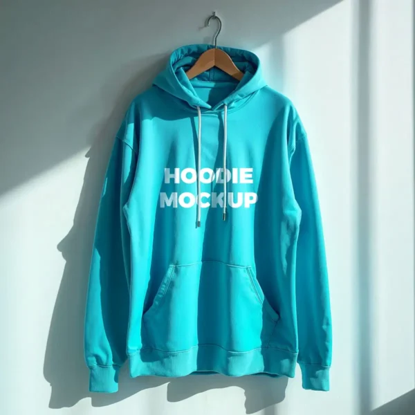 Cyan hoodie mockup download