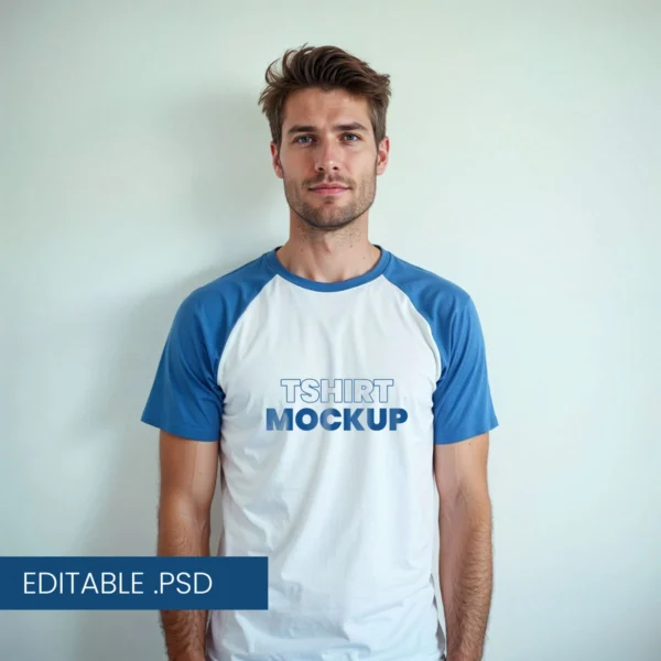 Blue and White T-Shirt Mockup