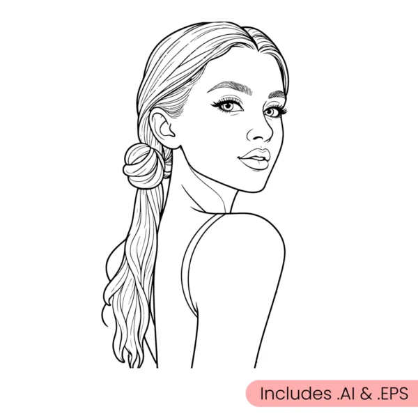 Elegant woman line art face download