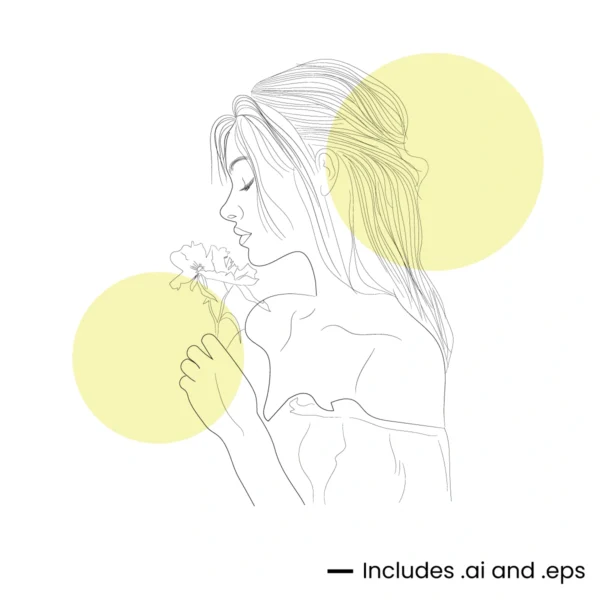 Woman Line Art: Elegant and Editable Vector Design