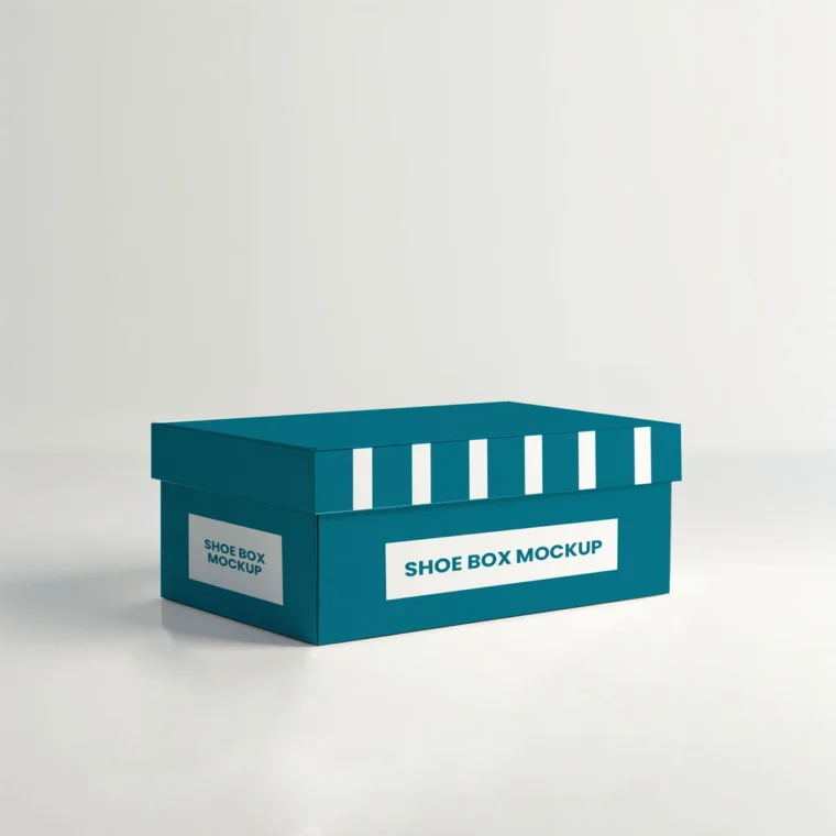 Download shoe box mockup to showcase your packaging design.