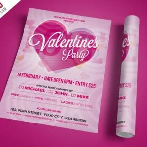 Elegant Valentine Party Invitation PSD Template