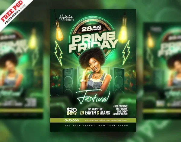 Night Party Flyer Template PSD