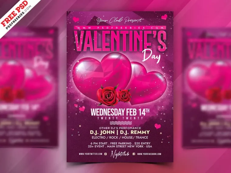 Valentines Day Flyer Celebration PSD Template