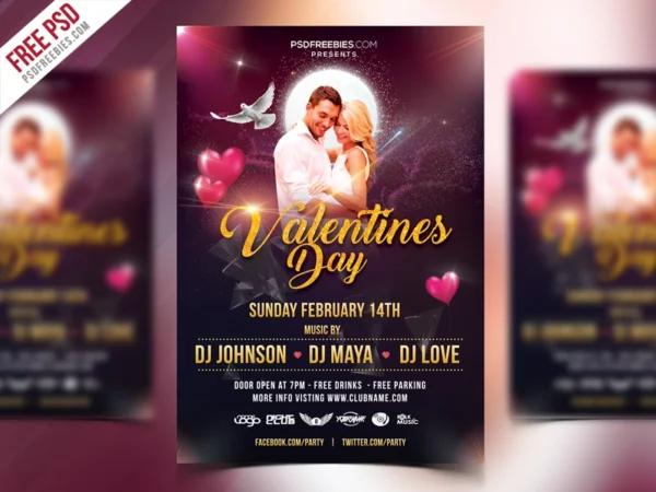 Heart-Themed Party Flyer PSD Template