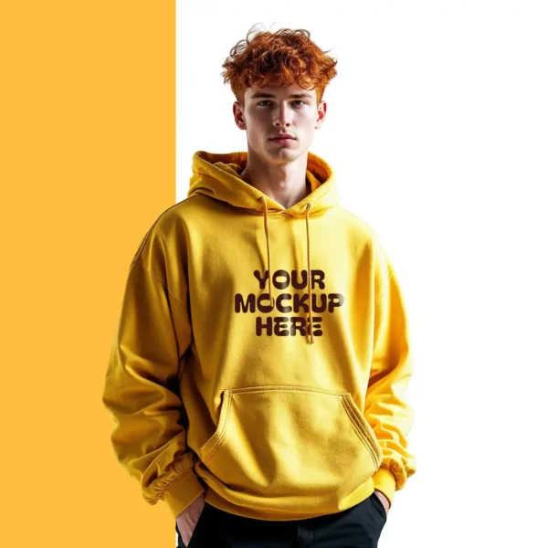 Male Yellow Hoodie Mockup download