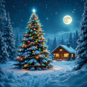 Christmas Tree in Snowy Landscape