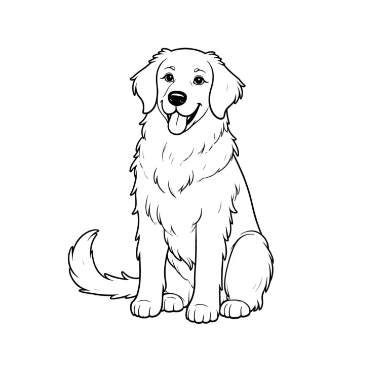 Golden Retriever Line Art vector for pet logos, packaging, and branding in AI and EPS formats.
