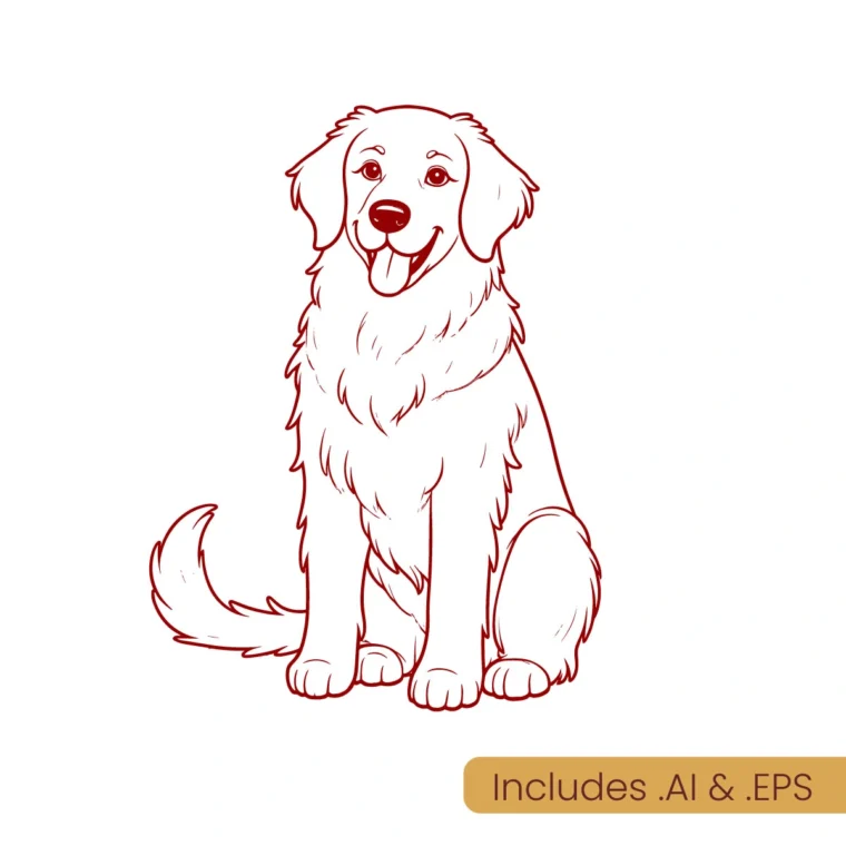 golden retriever line art download