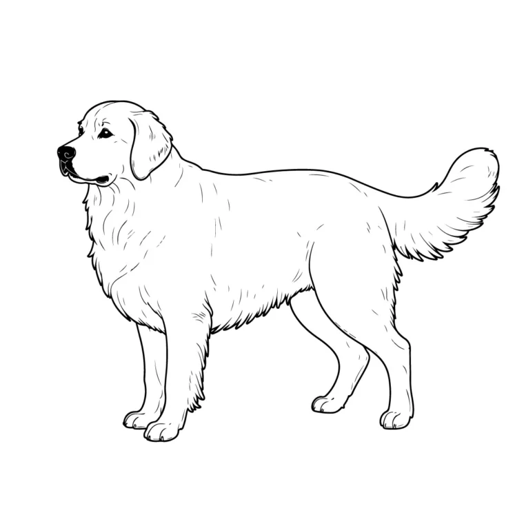 Golden Retriever Standing Position Line Art download