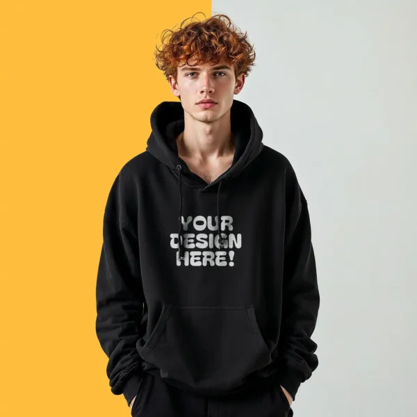 Male Black Hoodie Mockup download