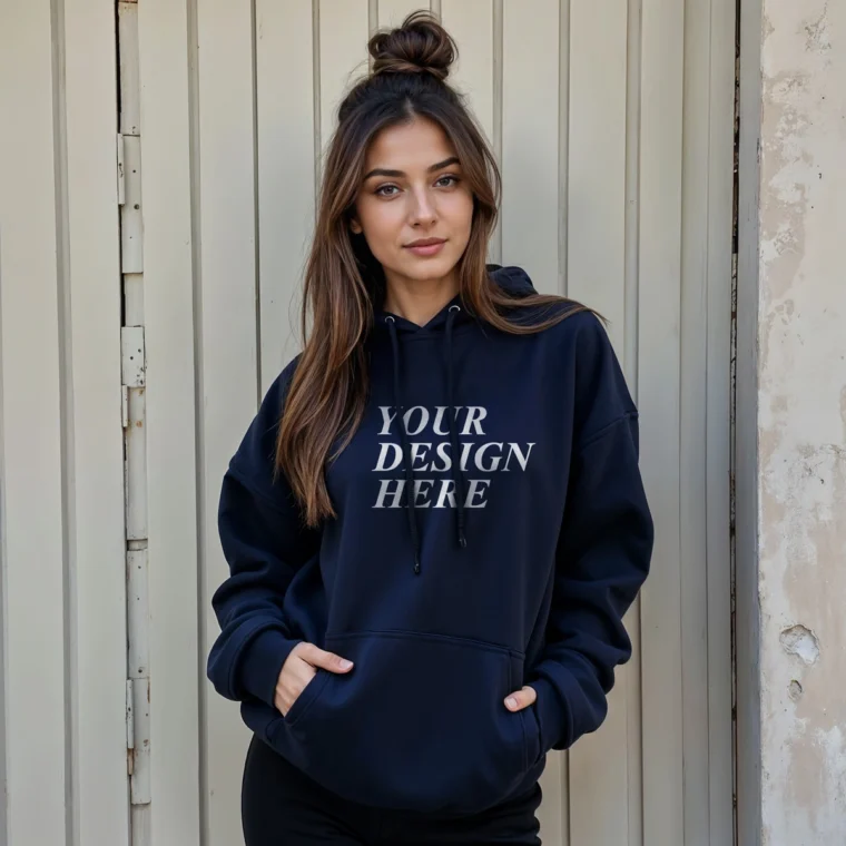 Navy Blue Hoodie Mockup download