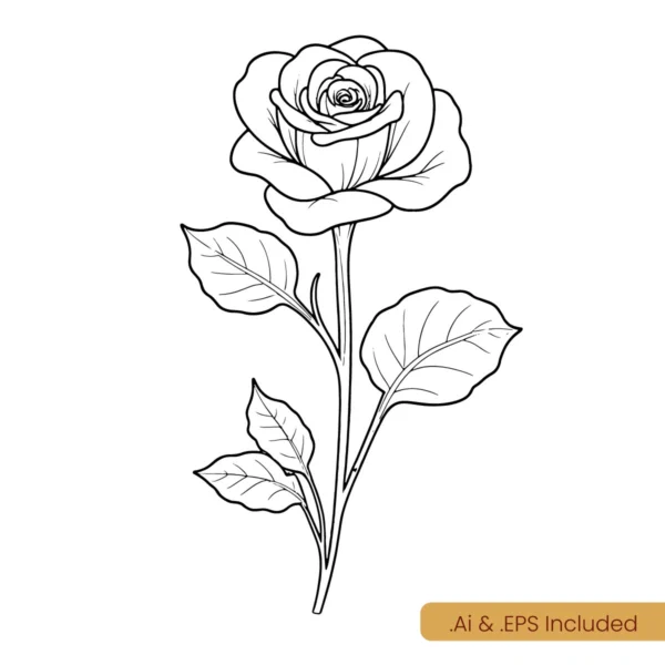 Rose floral Line Art download