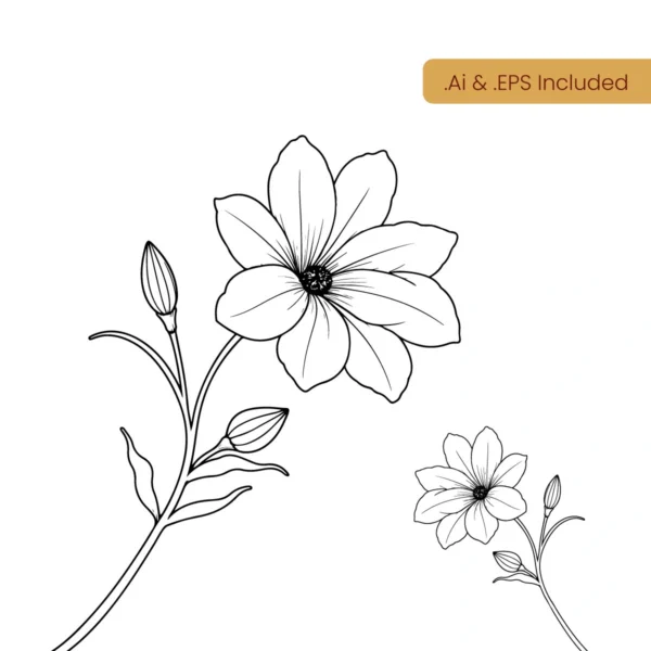 Sunflower Floral Line Art