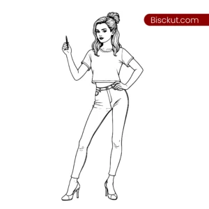 Full-body woman line art download