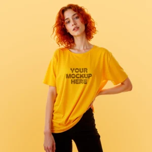 Yellow t-shirt oversized mockup download