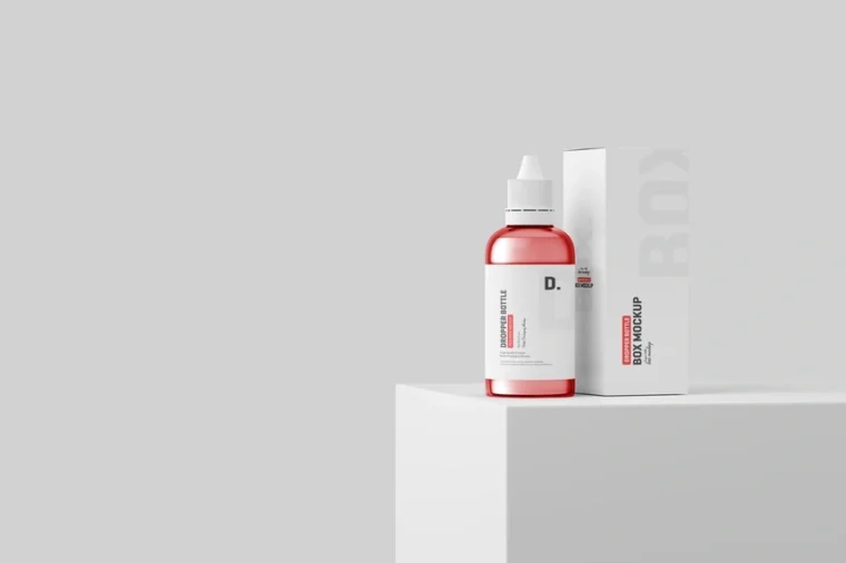 Serum Drop Bottle Packaging Mockup Set