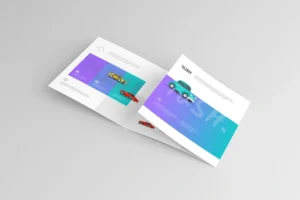 Realistic Square Trifold Brochure Mockup