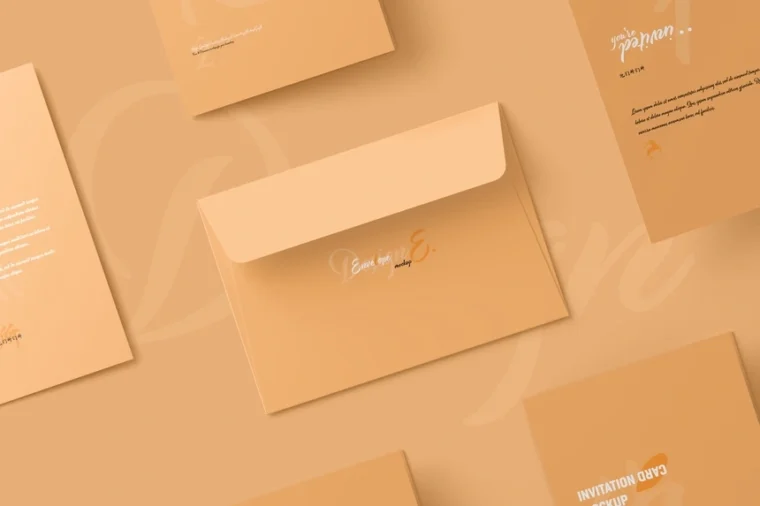 Free A5 Folded Invitation Card Mockup