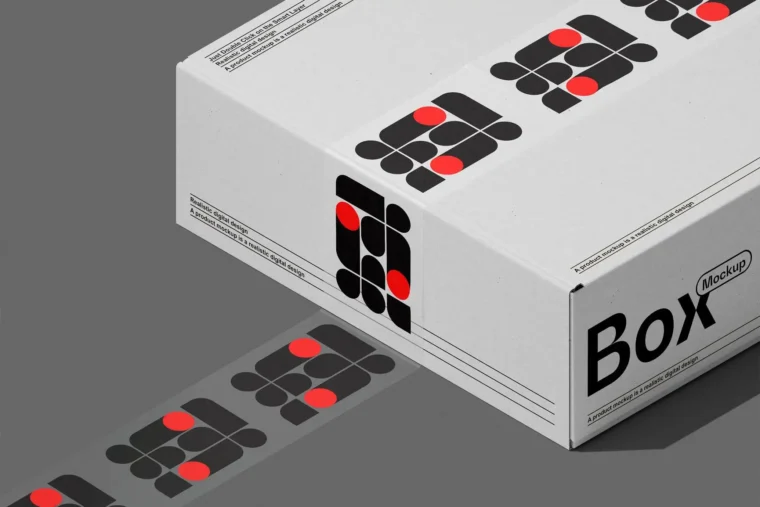 Box with Duct Tape Branding Mockup