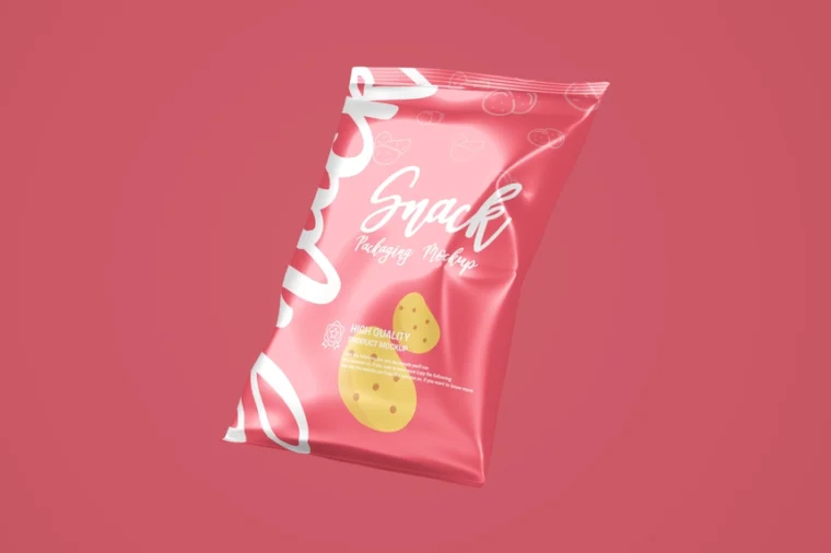Free Chips Snacks Foil Pack Packaging Mockup
