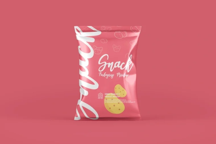 Free Chips Snacks Foil Pack Packaging Mockup - Image 3