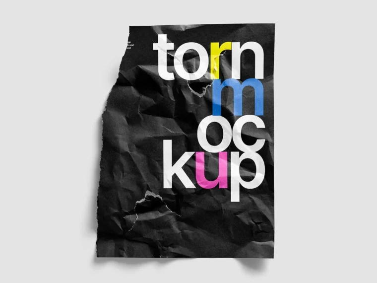 Free Torn Paper Effect Poster Mockup