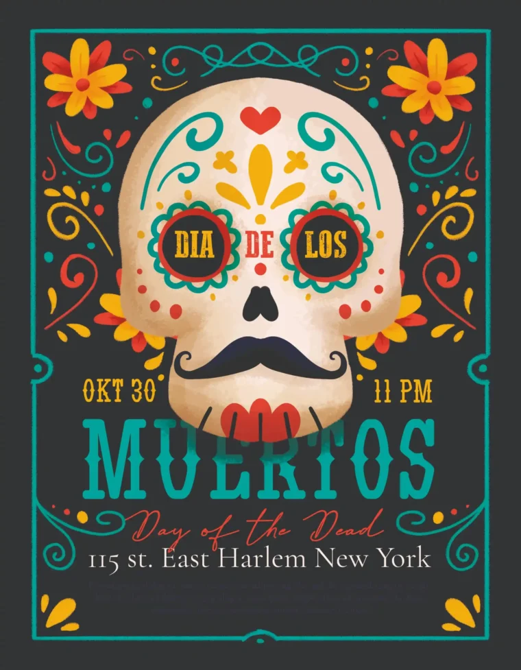 Free Day of the Dead Poster Template PSD Template PSD