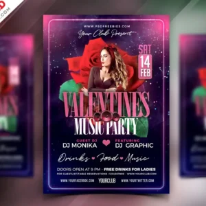 Valentine Music Flyer PSD Template