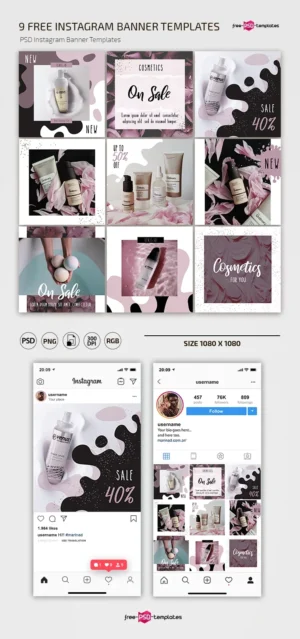 9 Free Cosmetics Instagram Set Templates