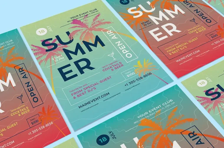 Summer Theme Poster Template (AI & EPS)