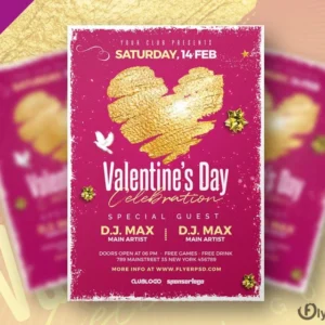 Valentine Day Party Celebration Flyer PSD