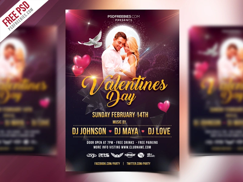 Heart-Themed Party Flyer PSD Template 