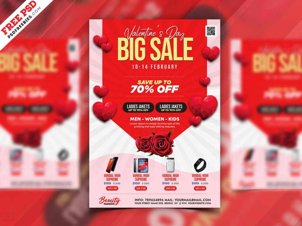 Valentine's Day Sale Offer PSD Template