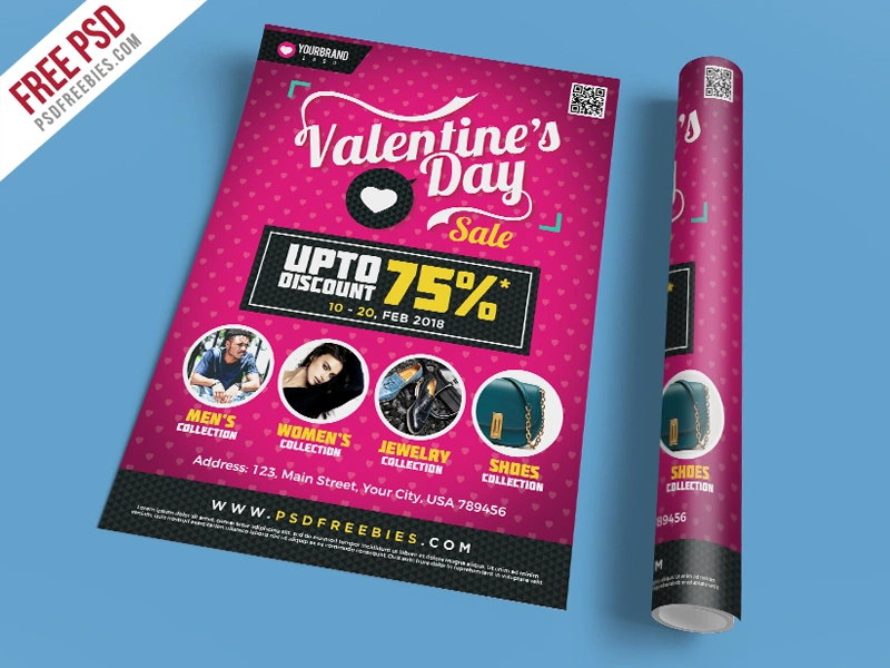 Valentine's Day Shopping Sale Flyer - Valentines Day Graphics 