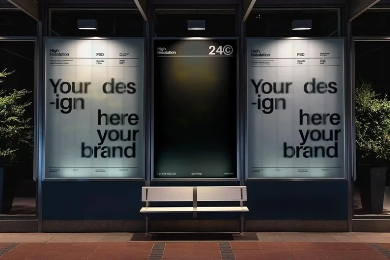 Bus Stop Lightbox Billboard Mockup