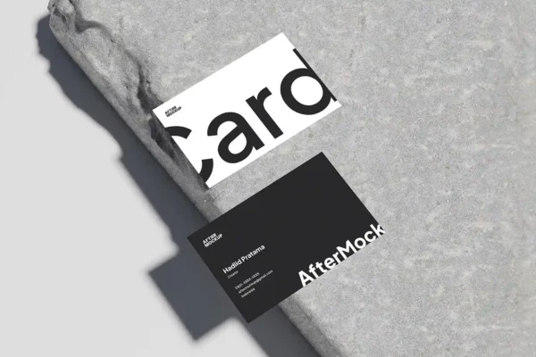 Business Card Mockup on Concrete