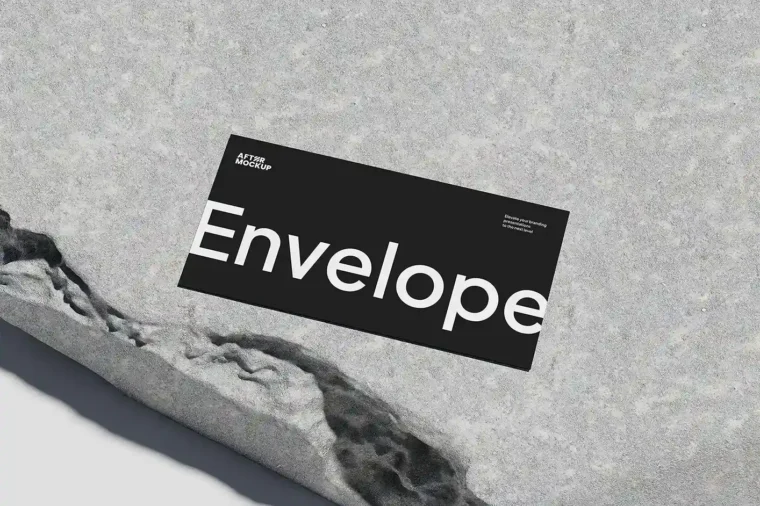 Download Business Card Mockup on Concrete Surface