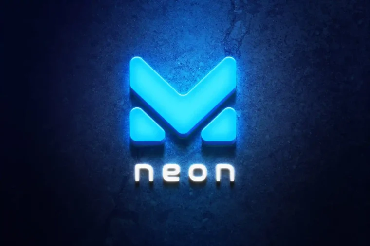 3D Glowing Cyan Logo Mockup showcasing modern, vibrant logo design with glowing effect.