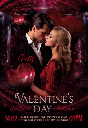 Valentine's Day Party Flyer PSD Template