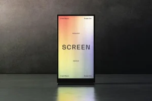 Realistic Vertical Glowing Screen Mockup