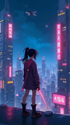 Cyberpunk Anime Wallpaper: Mobile Preview