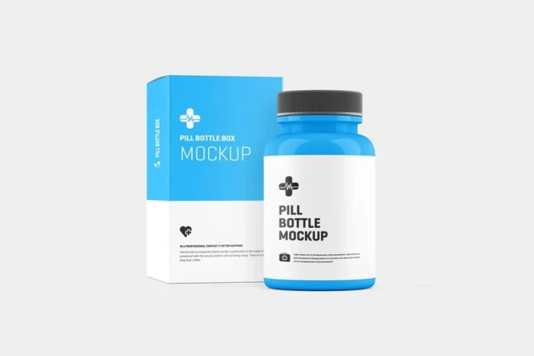 Free Pill Bottle Packaging Mockup