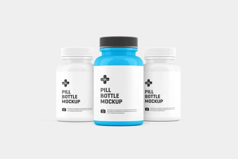 Free Pill Bottle Packaging Mockup