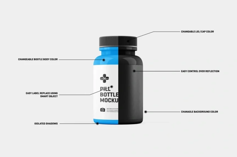 Free Pill Bottle Packaging Mockup